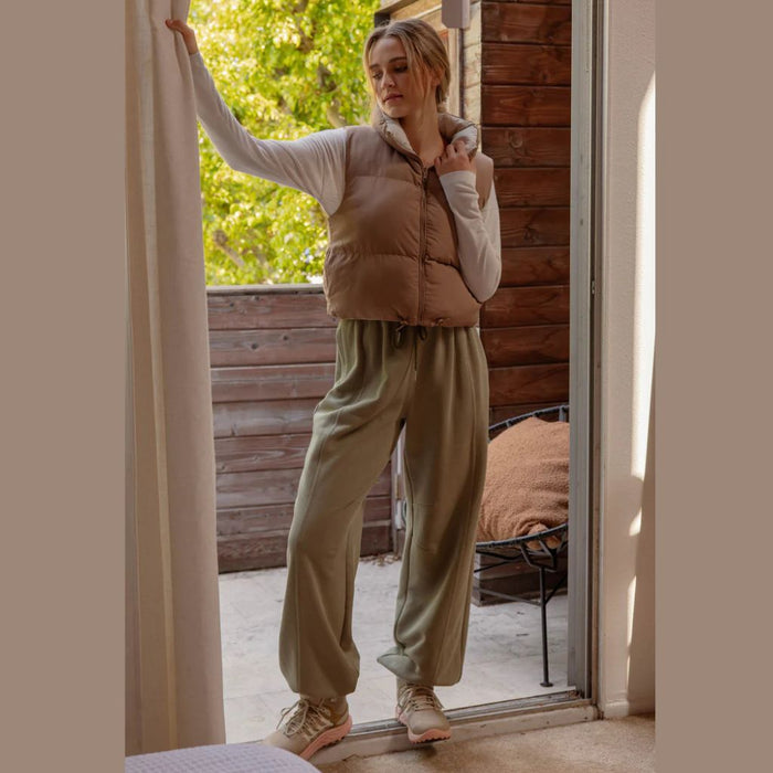 B4FJ1008 REVERSIBLE ZIP UP CROPPED PUFFER VEST BLU PEPPER