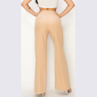 Pantalón P2375 — beige de cintura alta