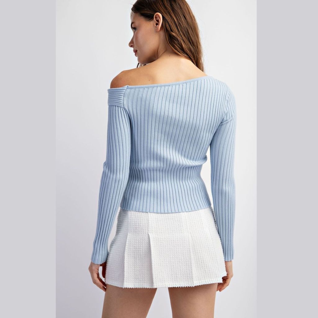 TT3751 RIBBED SWEATER COLD SHOULDER TOP