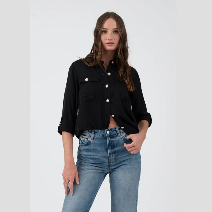 TW 1609 SLEEVE SHIRT BLACK BLU PEPPER