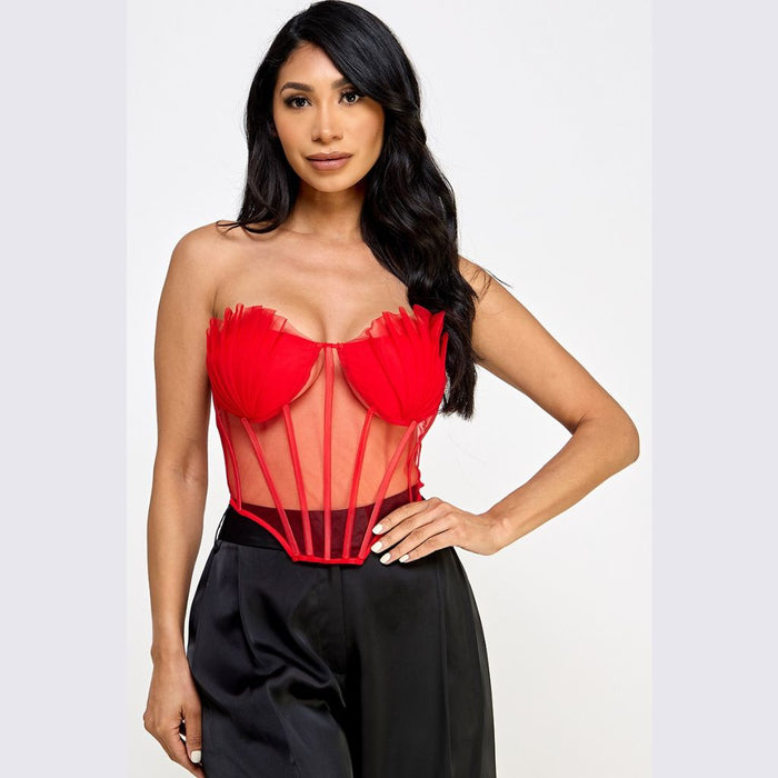 T1309 MESH BUSTIER TOP BLACK