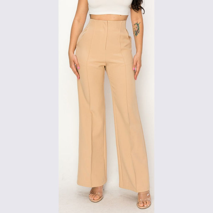 P2375 HIGH WAIST SEAM DETAIL STRAIGHT LEG PANTS