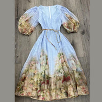 Vestido Midi Azul con Estampado Floral – Lili