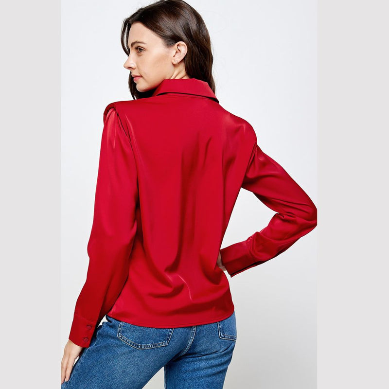 T-6264-B Long Sleeve Satin Muscle Shirt