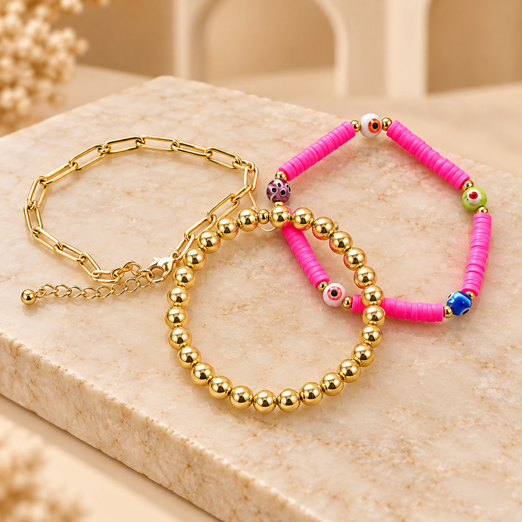 Set Pulseras Rosa