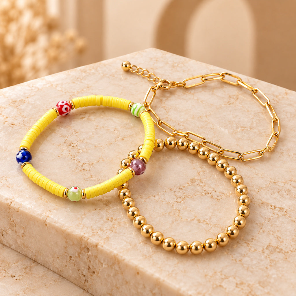 Set Pulseras Amarillo