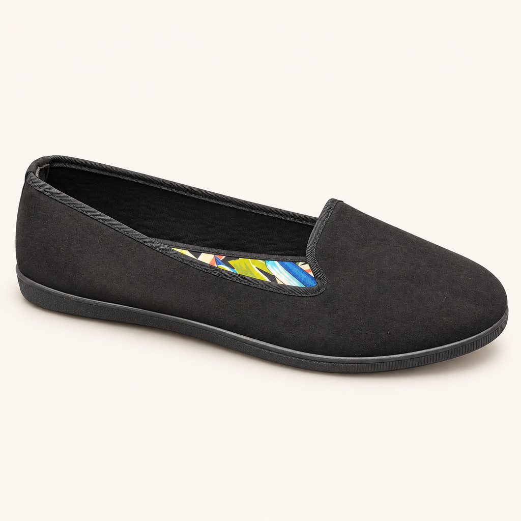 Zapato plano Bamboo FOUNTAIN-04 negro, fondo marfil