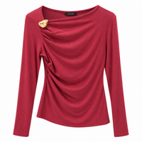 Blusa 10552 color vino de manga larga