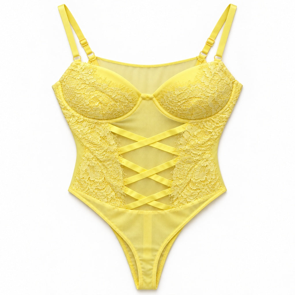Body 1089 amarillo de encaje, vista de la prenda
