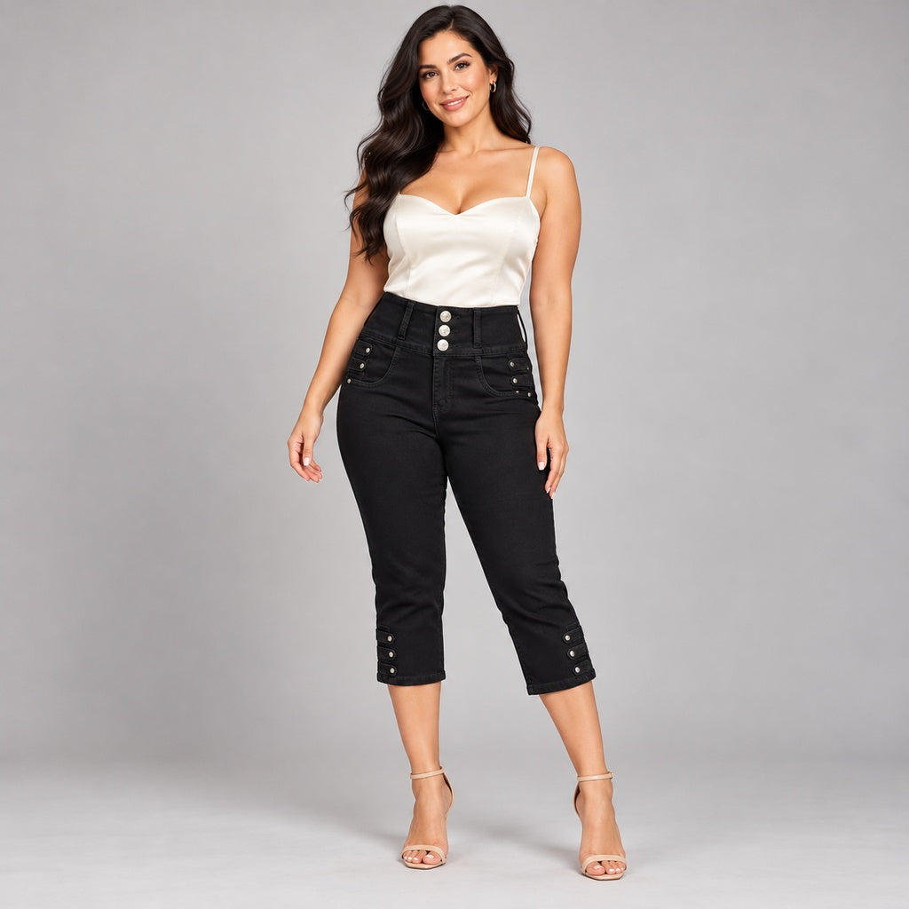 Capri J715 negro-presillas en modelo adulta