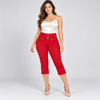 Capri Posesión 365 rojo liso de cintura alta, modelo adulta