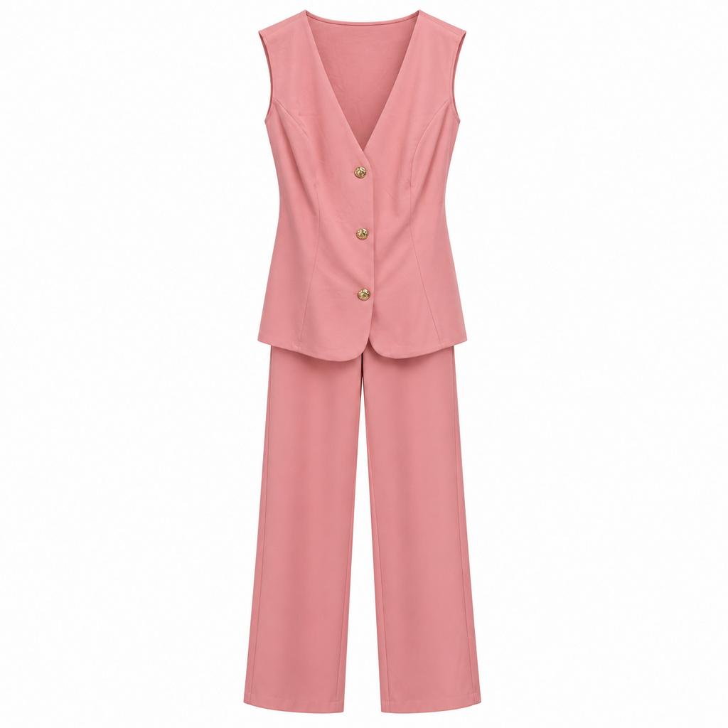 Conjunto Elegancia Rosa – 46680, chaleco y pantalón