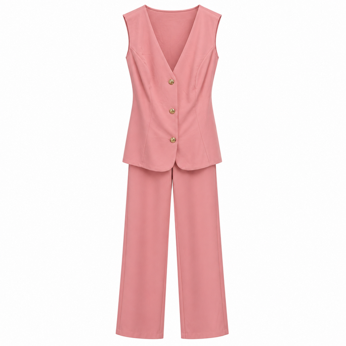 Conjunto Elegancia Rosa – 46680, chaleco y pantalón