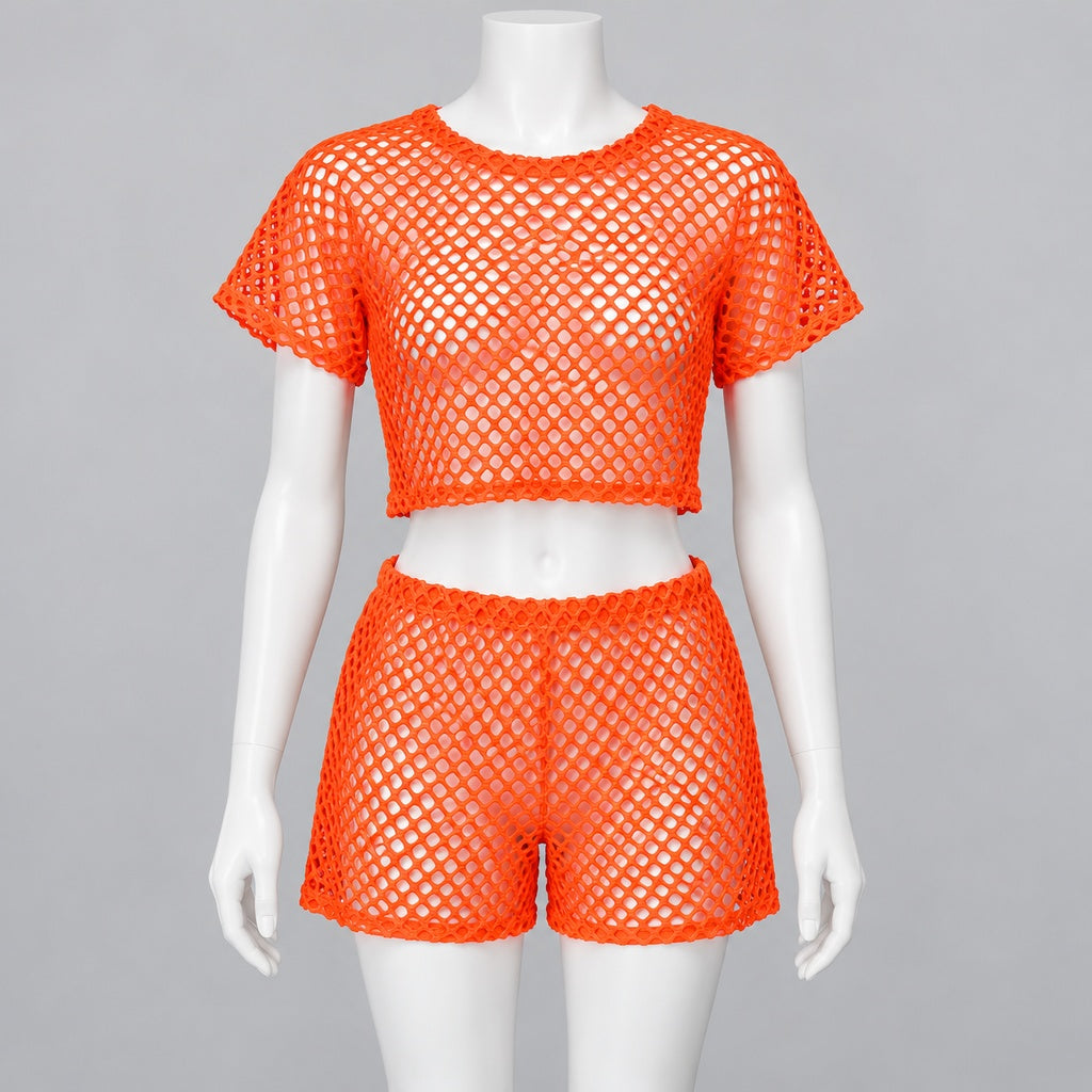 Conjunto cover up T3265 naranja completo en maniquí