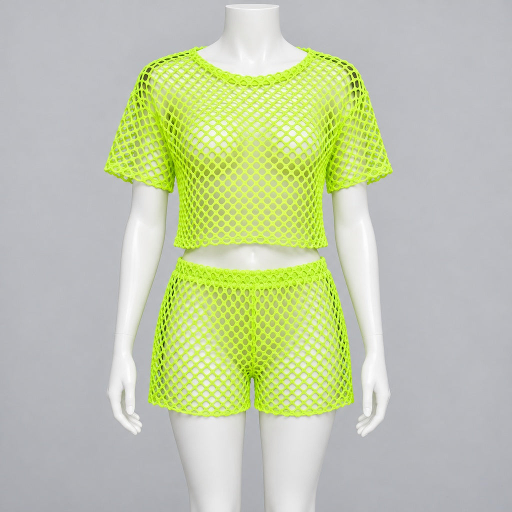Conjunto cover up T3265 verde completo en maniquí