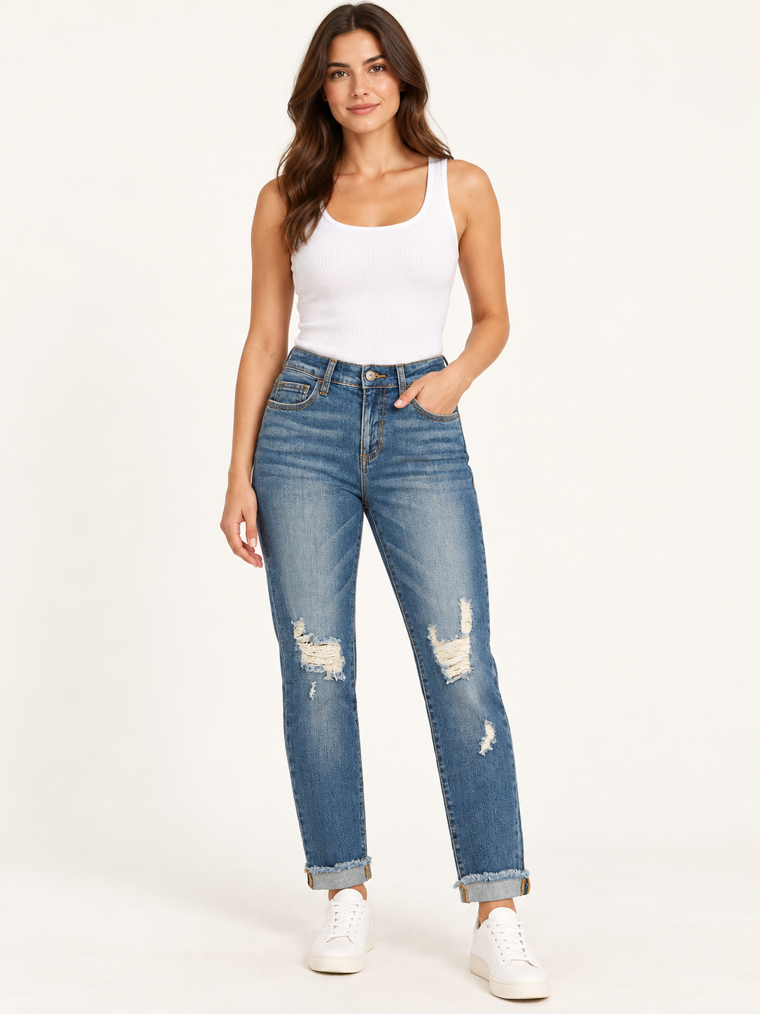 Jeans en modelo — imagen generada con IA