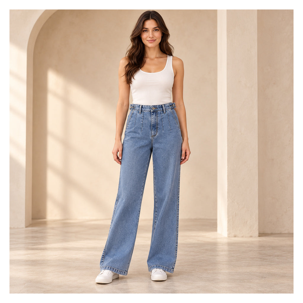 Jeans 6008 en modelo de cuerpo completo — imagen generada con IA