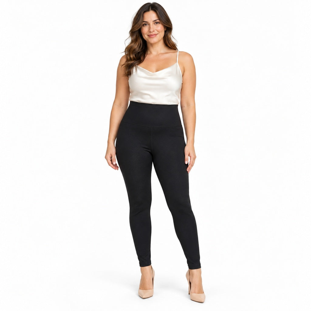 Leggings Regular negros de cintura alta en modelo adulta