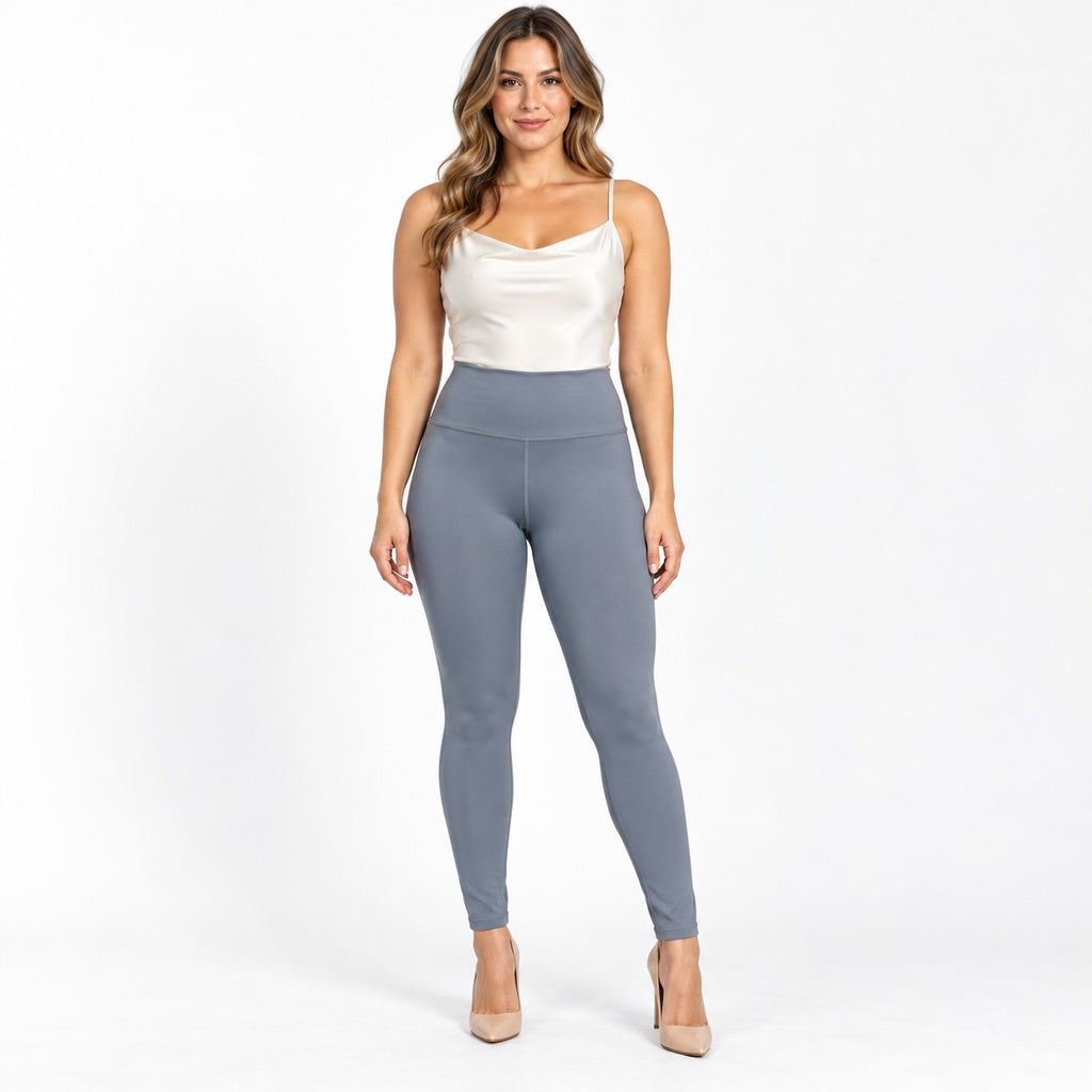 Leggings 165 de cintura alta gris azulado en modelo adulta