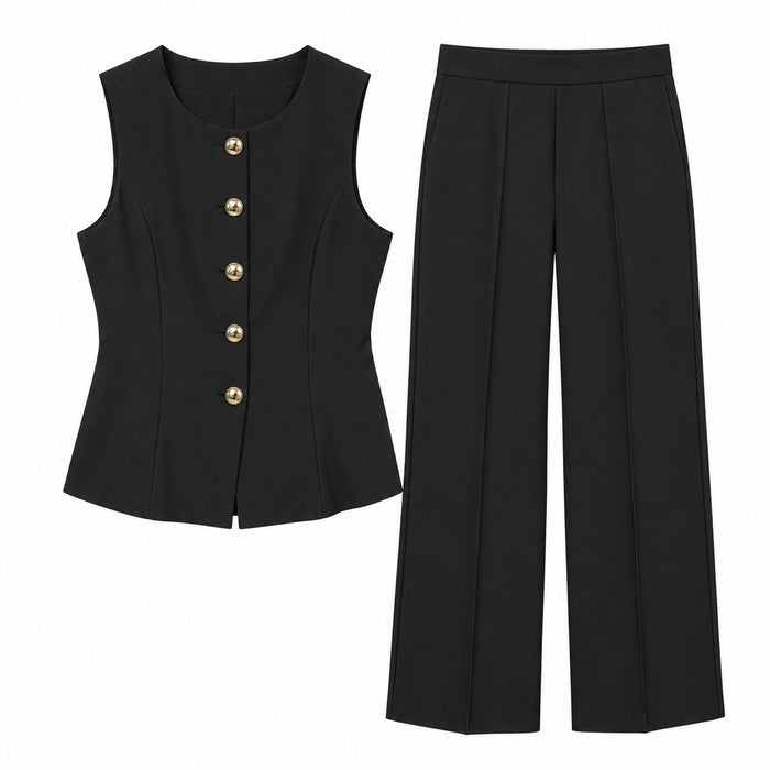 Conjunto negro Love Tree 168 con chaleco y pantalón
