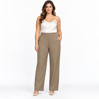 Pantalón New Mix 18 beige de cintura elástica en modelo adulta