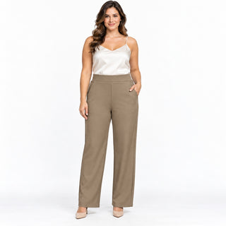Pantalón New Mix 18 beige de cintura elástica en modelo adulta