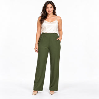 Pantalón New Mix 18 olivo de cintura elástica en modelo adulta