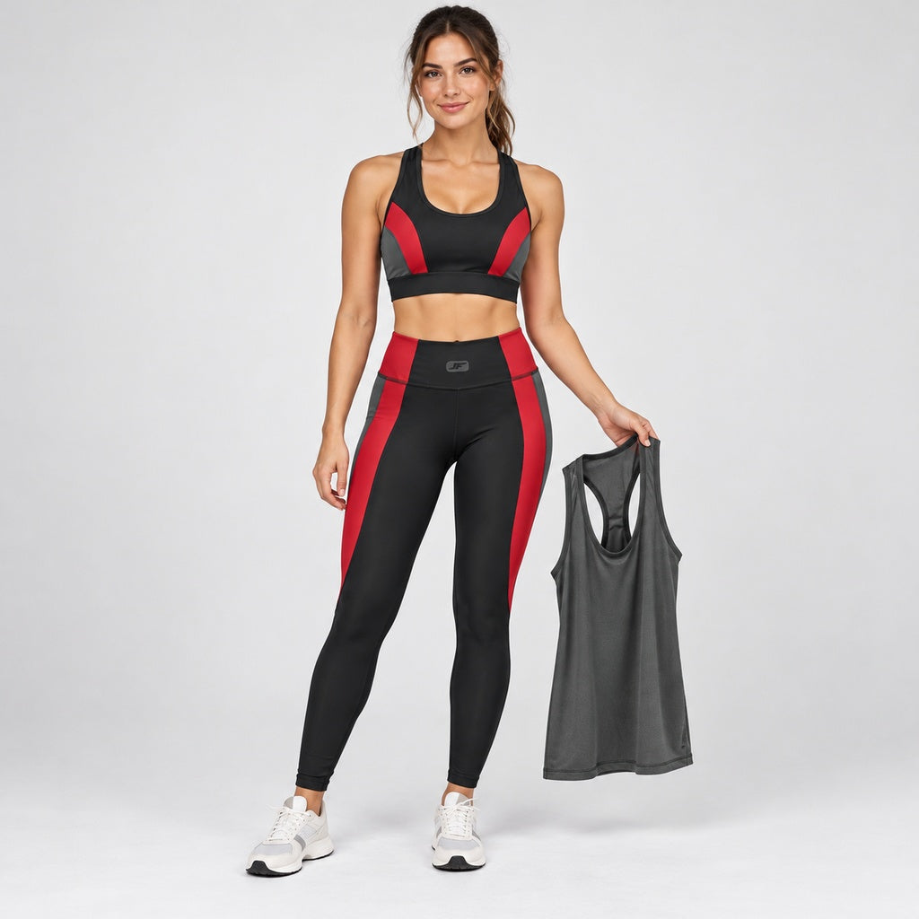 Set Sport 9983 negro rojo y gris en modelo