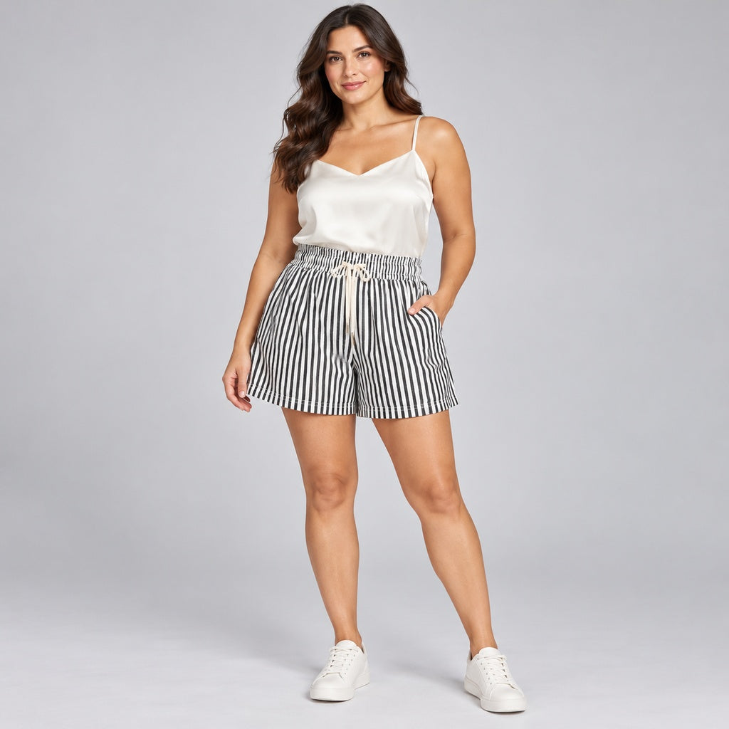 Short New Mix C17 de rayas negras y blancas en modelo adulta