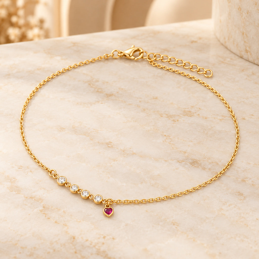 Tobillera Corazón Rosa