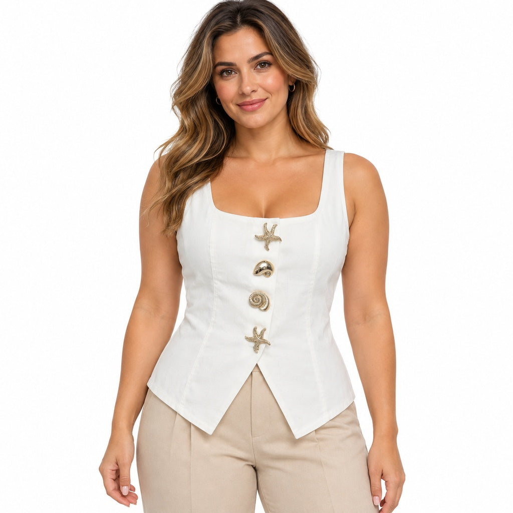 Top 140942 en modelo, fondo blanco
