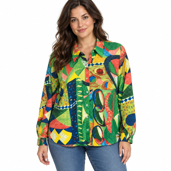 Blusa 5326-verde con modelo sobre fondo blanco