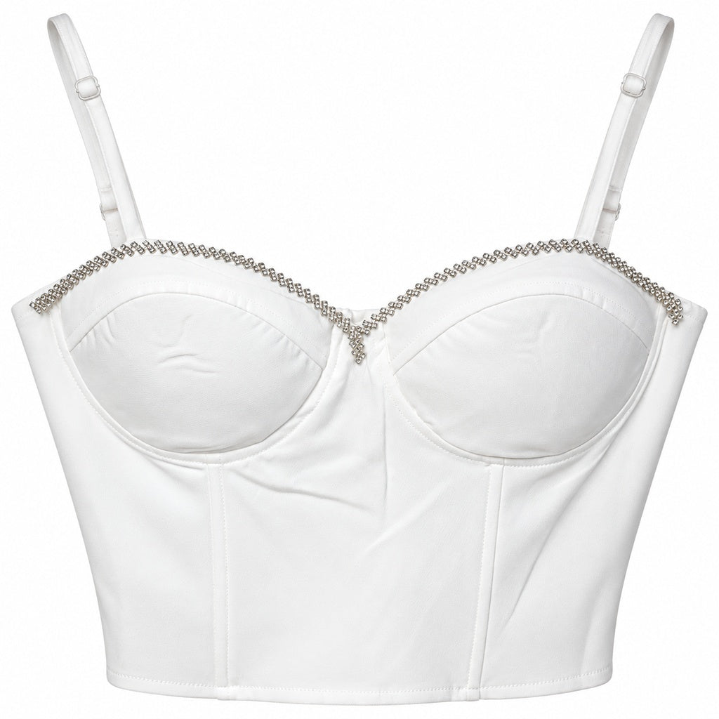 Corsé blanco con pedrería T1433