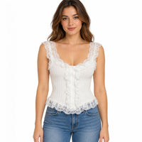 Blusa 1364 blanca con encaje y botones