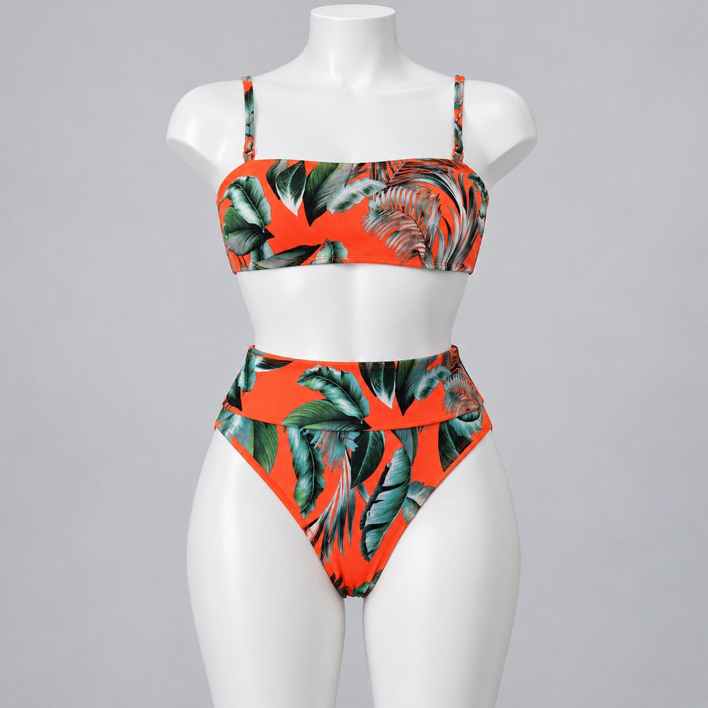 Traje de baño 2517 naranja tropical en maniquí
