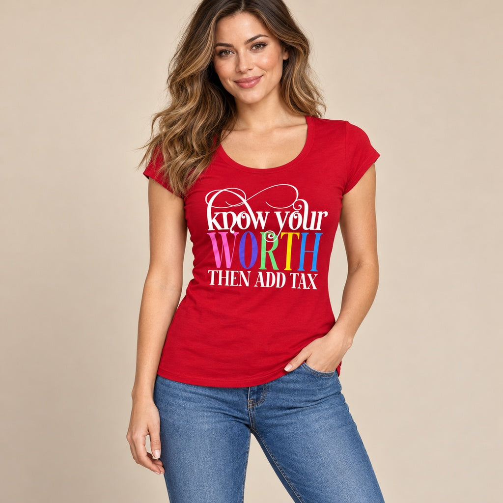 Camiseta worth-red en modelo