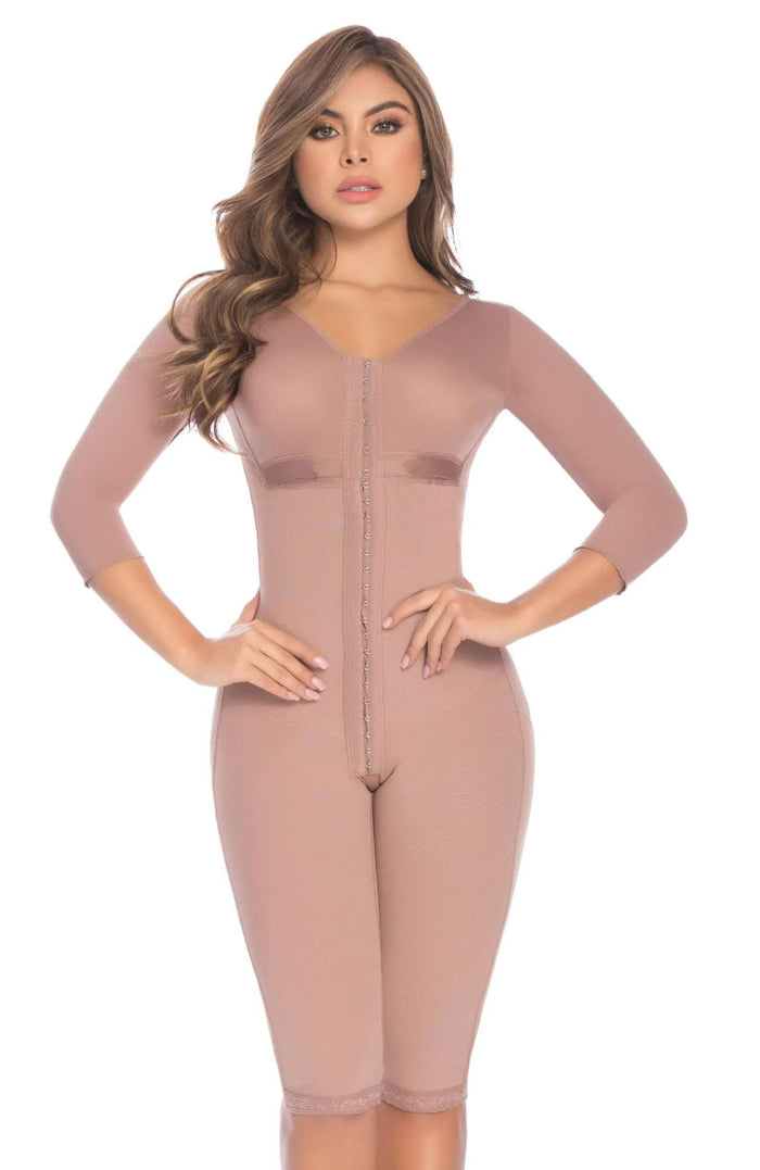 09103 Delie Knee-length Shapewear With Built-in-Bra and Arm Sleeves